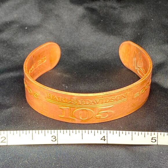 Mens 7 1/2” heavy solid copper Harley Davidson 105 year anniversary bracelet - Picture 1 of 16